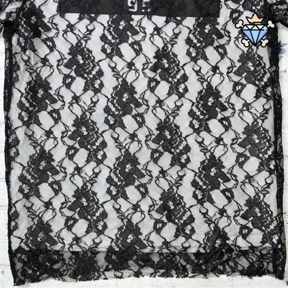 ASOS MEN LONGLINE GRAPHIC TEE WITH LACE OVERLAY SIZE MEDIUM STREETWEAR UNIQUE - Picture 4 of 8